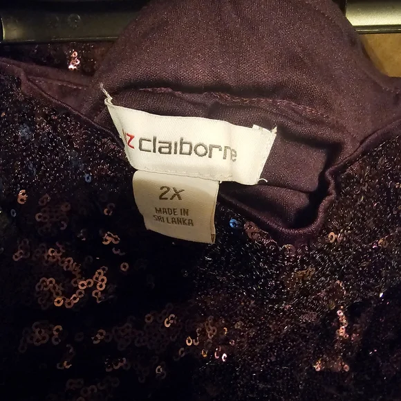 Liz Claiborne Purple Sequin Midi Pencil Skirt 2X - Picture 3 of 4